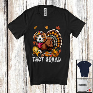 MacnyStore - Trot Squad, Humorous Thanksgiving Turkey Beagle Face, Marathon Running Runner Lover T-Shirt