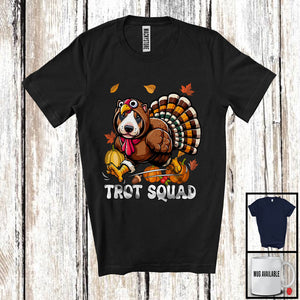 MacnyStore - Trot Squad, Humorous Thanksgiving Turkey Bull Terrier Face, Marathon Running Runner Lover T-Shirt