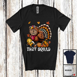 MacnyStore - Trot Squad, Humorous Thanksgiving Turkey Pit Bull Face, Marathon Running Runner Lover T-Shirt