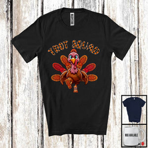 MacnyStore - Trot Squad; Humorous Thanksgiving Turkey Plaid; Fall Leaves Running Shoes Runner Group T-Shirt