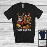 MacnyStore - Trot Squad, Lovely Thanksgiving Fall Leaves Pumpkin Turkey Cat Running, Marathon Runner T-Shirt