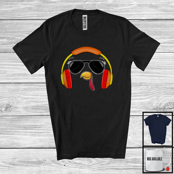 MacnyStore - Turkey Face Wearing Headphone Sunglasses; Lovely Thanksgiving Turkey Lover; Family Group T-Shirt