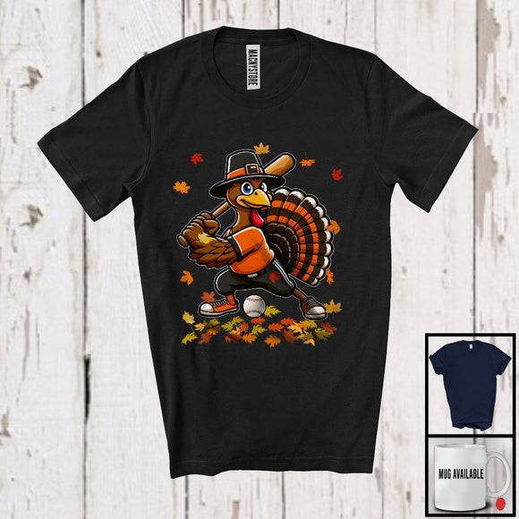 MacnyStore - Turkey Playing Baseball, Amazing Thanksgiving Sport Player Team, Matching Family Group T-Shirt