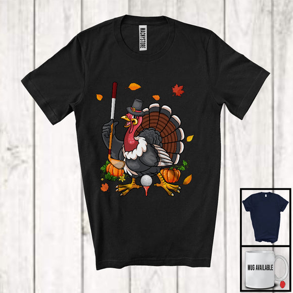 MacnyStore - Turkey Playing Golf, Joyful Thanksgiving Turkey Pumpkins, Matching Sport Player Team T-Shirt