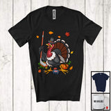 MacnyStore - Turkey Playing Ice Hockey, Joyful Thanksgiving Turkey Pumpkins, Matching Sport Player Team T-Shirt