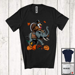 MacnyStore - Turkey Riding Elephant, Wonderful Thanksgiving Turkey Elephant Fall Leaves, Animal Lover Family T-Shirt