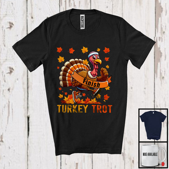 MacnyStore - Turkey Trot Finish; Lovely Thanksgiving Autumn Fall Leaves Turkey Running; Runner Group T-Shirt