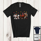 MacnyStore - Turkey Walking With Poodle; Humorous Thanksgiving Turkey Fall Leaves; Family Group T-Shirt