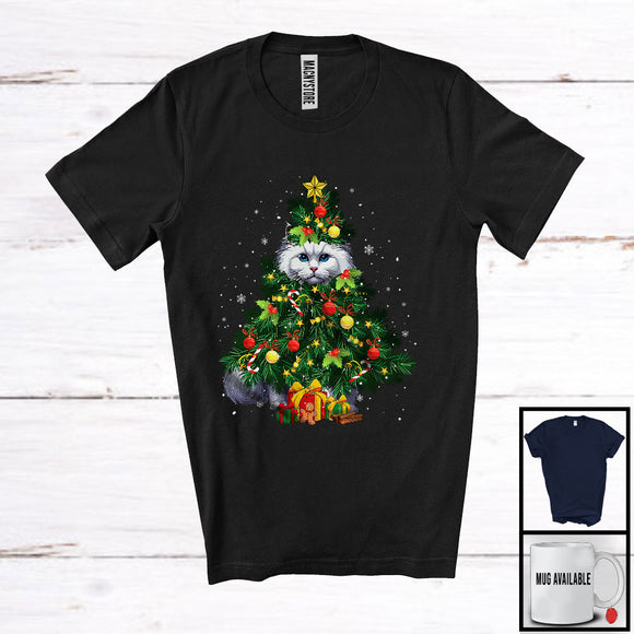 MacnyStore - Turkish Angora Cat Christmas Tree Cosplay; Merry X-mas Turkish Angora Cat Owner; Family Group T-Shirt