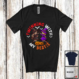 MacnyStore - Twinning With My Bestie; Humorous Halloween Costume Twin Witch; Friends Family Group T-Shirt