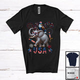 MacnyStore - USA, Awesome 4th Of July Eagle Riding Elephant, American Flag Fireworks Eagle Animal Lover T-Shirt