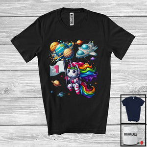 MacnyStore - Unicorn Astronaut; Happy 1st Birthday Magical Unicorn 1 Year Old; Girls Family Group T-Shirt