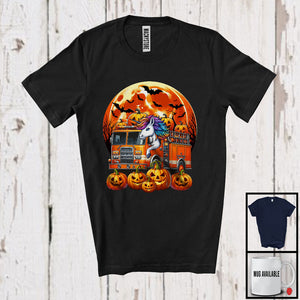 MacnyStore - Unicorn Driving Fire Truck; Adorable Halloween Costume Moon Unicorn Driver; Family Group T-Shirt