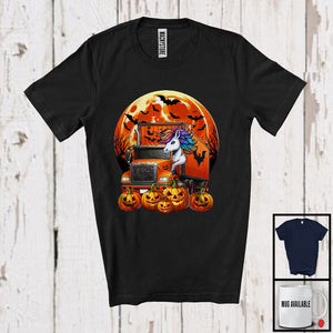 MacnyStore - Unicorn Driving Truck; Adorable Halloween Costume Moon Unicorn Driver; Family Group T-Shirt