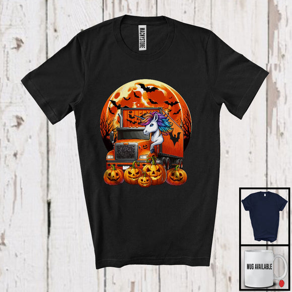 MacnyStore - Unicorn Driving Truck; Adorable Halloween Costume Moon Unicorn Driver; Family Group T-Shirt