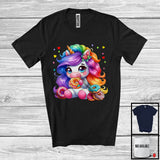 MacnyStore - Unicorn Eating Donut; Adorable Magical Unicorn Boys Girls Women; Donut Food Lover T-Shirt