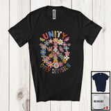 MacnyStore - Unity Over Division; Adorable Flowers Butterflies Peace Sign; Matching Women Family Group T-Shirt