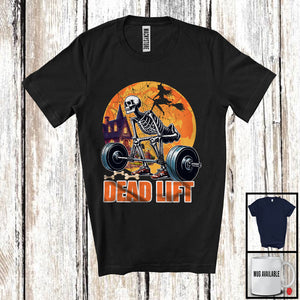 MacnyStore - Vintage Halloween Skeleton Weightlifting Dead Lift Funny Lifting Weights Gym Love T-Shirt