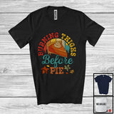 MacnyStore - Vintage Retro Burning Thighs Before Pies; Amazing Thanksgiving Pumpkin Pie; Runner Running T-Shirt