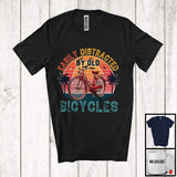 MacnyStore - Vintage Retro Easily Distracted By Old Bicycles, Humorous Classic Bicycle Lover, Family Group T-Shirt