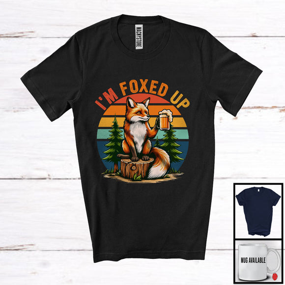 MacnyStore - Vintage Retro I'm Foxed Up; Lovely Festival Oktoberfest Fox Drinking Beer; Drunker Team T-Shirt