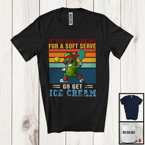 MacnyStore - Vintage Retro Looking For A Soft Serve Get Ice Cream; Sarcastic Christmas Pickle; Pickle Ball Sport T-Shirt