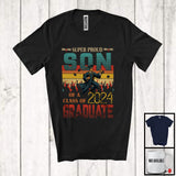 MacnyStore - Vintage Retro Super Proud Son Of A Class Of 2024 Graduate, Amazing Graduation Family Group T-Shirt