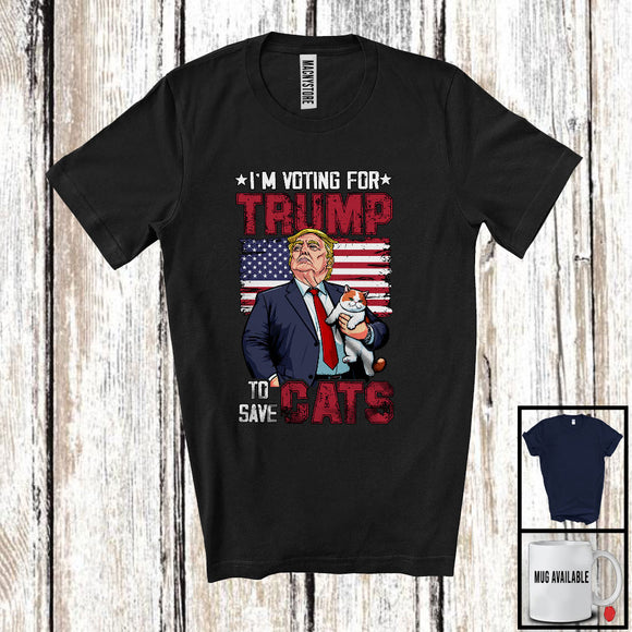 MacnyStore - Vintage Voting For Trump 2024 To Save Cats; Humorous Vote Election 2024; American President T-Shirt