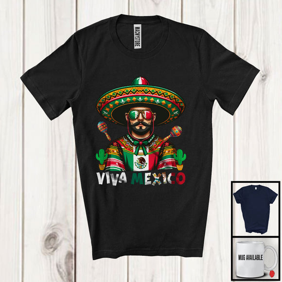 MacnyStore - Viva Mexico; Awesome Independence Day Men Mexican Flag Sunglasses Sombrero; Family T-Shirt