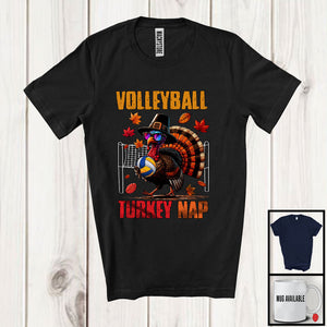 MacnyStore - Volleyball Turkey Nap; Sarcastic Thanksgiving Turkey Sunglasses Playing Volleyball; Sport Player T-Shirt