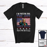 MacnyStore - Voting For The Guy They Keep Trying To Kill; Humorous President 47th Election 2024; America Flag T-Shirt