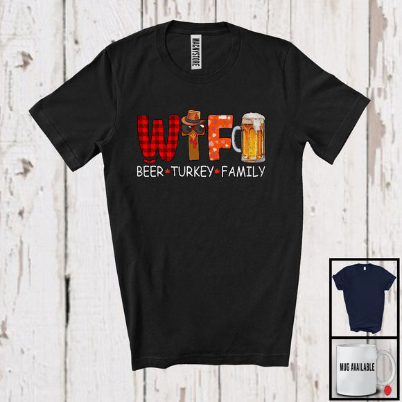 MacnyStore - W.T.F Beer Turkey Family; Sarcastic Thanksgiving Dinner Drinking; Plaid Family Group T-Shirt