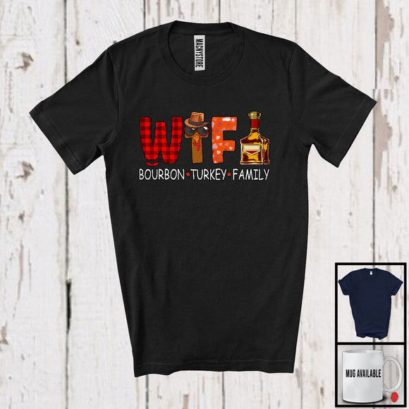 MacnyStore - W.T.F Bourbon Turkey Family; Sarcastic Thanksgiving Dinner Drinking; Plaid Family Group T-Shirt