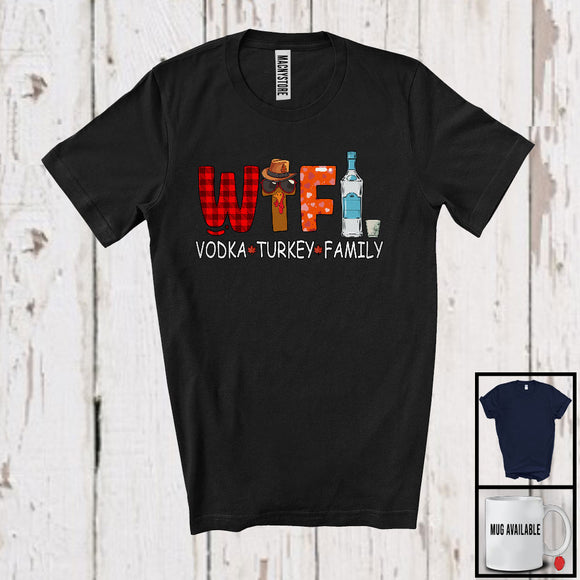 MacnyStore - W.T.F Vodka Turkey Family; Sarcastic Thanksgiving Dinner Drinking; Plaid Family Group T-Shirt