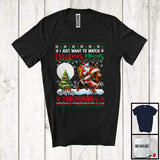 MacnyStore - Want To Watch Christmas Movies With My Dachshund; Adorable Sweater Santa Riding Puppy T-Shirt