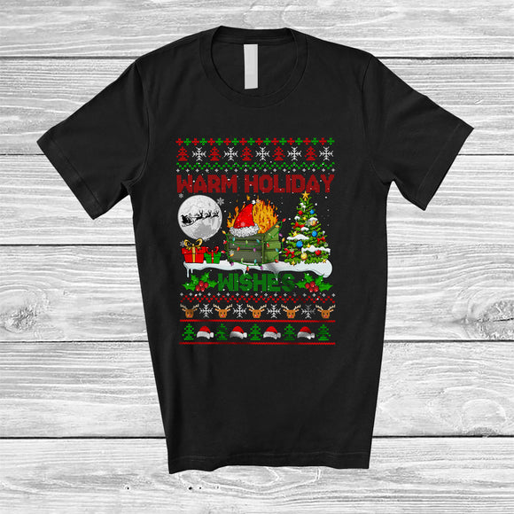 MacnyStore - Warm Holiday Wishes; Fantastic Christmas Lights Sweater Dumpster Fire; Family Group T-Shirt