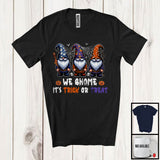 MacnyStore - We Gnome It's Trick Or Treat, Humorous Halloween Three Gnomes As Witch, Family Group T-Shirt