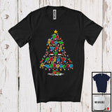 MacnyStore - We Wish You A Merry Christmas ASL; Colorful X-mas Lights Tree Hand Sign Language; Family T-Shirt