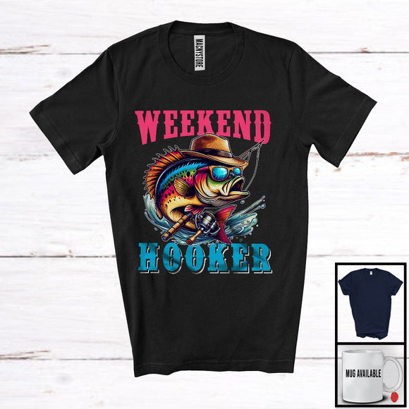 MacnyStore - Weekend Hooker, Sarcastic Fish Wearing Sunglasses, Matching Fishing Lover Fisher Group T-Shirt