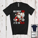 MacnyStore - What Fun To Play; Joyful Christmas Moon Santa Golf Player Playing; X-mas Sport Team T-Shirt