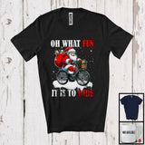 MacnyStore - What Fun To Ride; Joyful Christmas Moon Santa Bicycle Riding Lover; X-mas Family Group T-Shirt