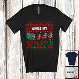 MacnyStore - Where My Garbage Truck At; Humorous Christmas Sweater Santa Reindeer Garbage Truck Driver T-Shirt