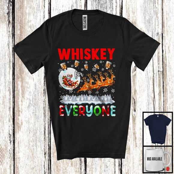 MacnyStore - Whiskey For Everyone; Fantastic Christmas Whiskey Santa Sleigh; X-mas Snowing Family Drinking T-Shirt