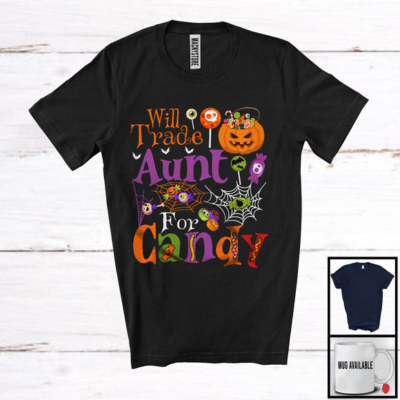 MacnyStore - Will Trade Aunt For Candy, Sarcastic Halloween Pumpkins Candy Lover, Matching Family T-Shirt