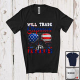 MacnyStore - Will Trade Stepmom For Firecrackers, Cheerful 4th Of July American Flag Sunglasses, Patriotic Family T-Shirt