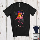 MacnyStore - Witch Candy Corn Riding Flamingo Sunglasses, Lovely Halloween Trick Or Treat, Candy Lover T-Shirt