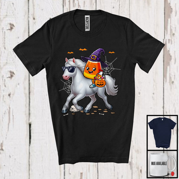 MacnyStore - Witch Candy Corn Riding Horse Sunglasses, Lovely Halloween Trick Or Treat, Candy Lover T-Shirt