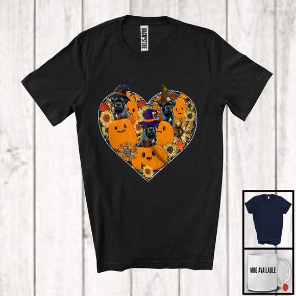 MacnyStore - Witch Cane Corso Heart Sunflowers; Amazing Halloween Thanksgiving Fall Leaves T-Shirt