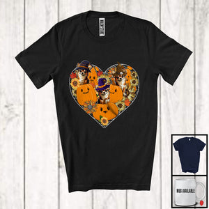 MacnyStore - Witch Chihuahua Heart Sunflowers; Amazing Halloween Thanksgiving Fall Leaves T-Shirt