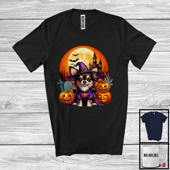 MacnyStore - Witch Chihuahua With Pumpkins Moon, Happy Halloween Costume, Matching Family Group T-Shirt